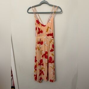 FRNCH Peach and Red Floral Maxi Dress